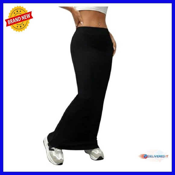 Women's High Waisted Bodycon Maxi Skirt Stretchy Elastic Waist Pencil - Picture 5 of 8